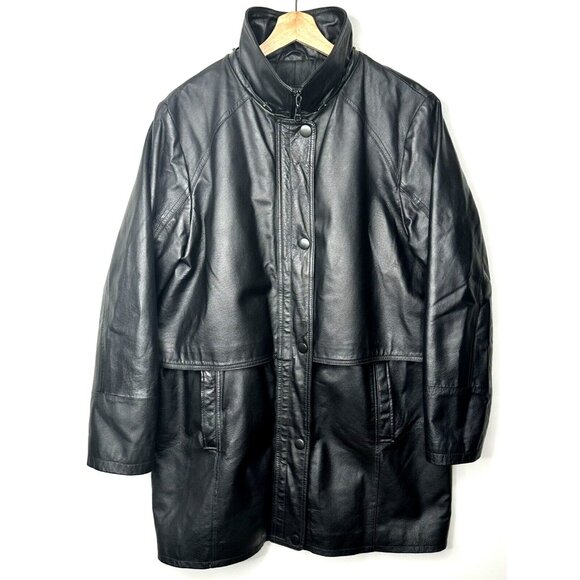 Sequence Womens Leather Jacket Lined Pockets Collar Full Zip Black Size 16 - Picture 1 of 16